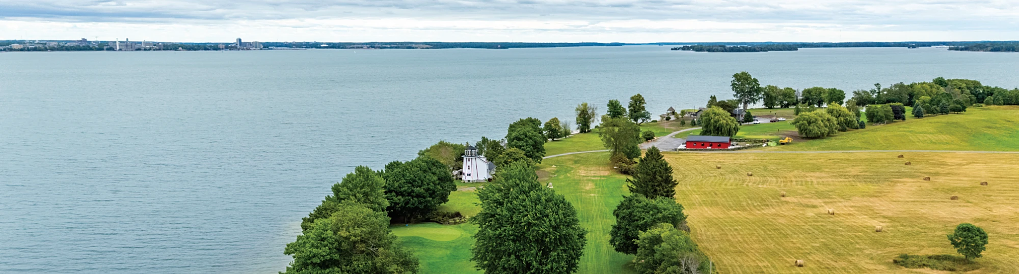 Limestone Bay aerial view of shoreline and landscape